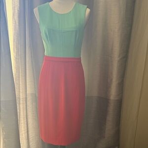 BCBGMaxAzria Mint and Burnt Orange Midi Dress